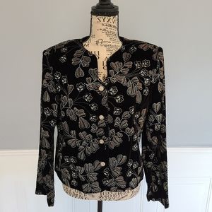 Vintage 80s Sparkly Black Button-up Blazer/Dress Jacket